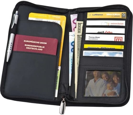 Kuletë udhëtimi lëkure MACMA, 13x24.5x2.8 cm, E zezë