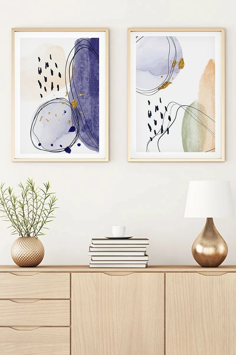 Pikturë dekorative me kornizë, MDF, 2 copë, Wallity, Huhu21, 30x40cm