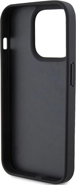 Mbështjellës Ferrari Quilted Metal Logo për iPhone 15 Pro, i zi