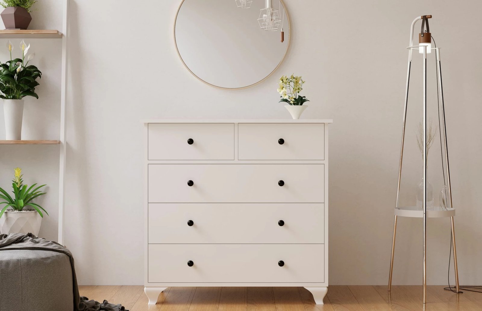 Komodë Skye Decor, Rb-071, ngjyrë e bardhë mat