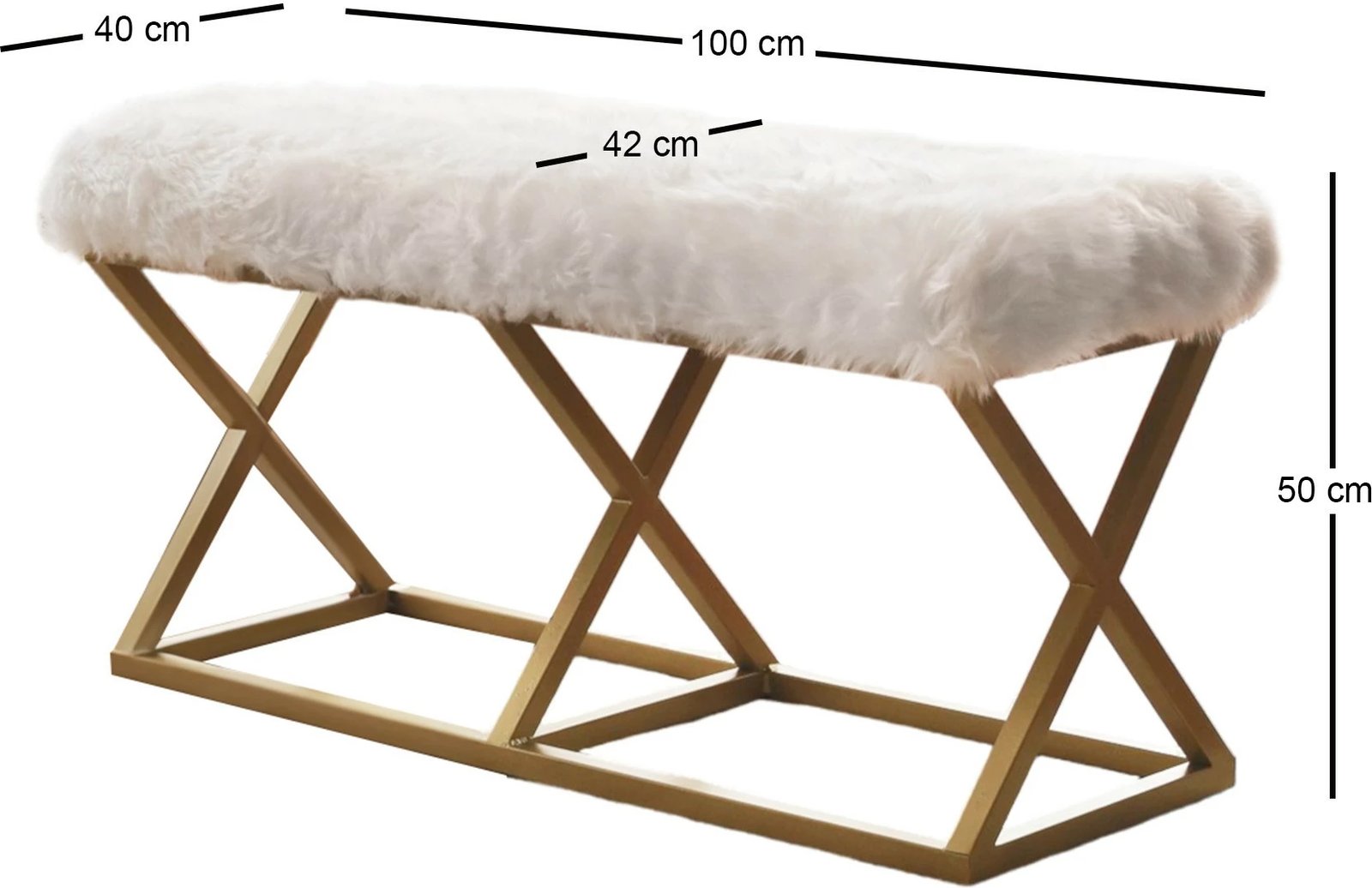 Bankë Atelier del Sofa, pelush Capraz, ngjyrë ari dhe e bardhë