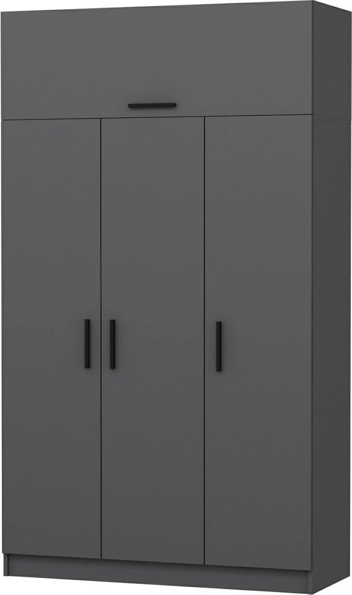 Dollap për dhomë gjumi, ngjyrë antracit, Skye Decor, 3 dyer, 2 sirtarë, 235 cm