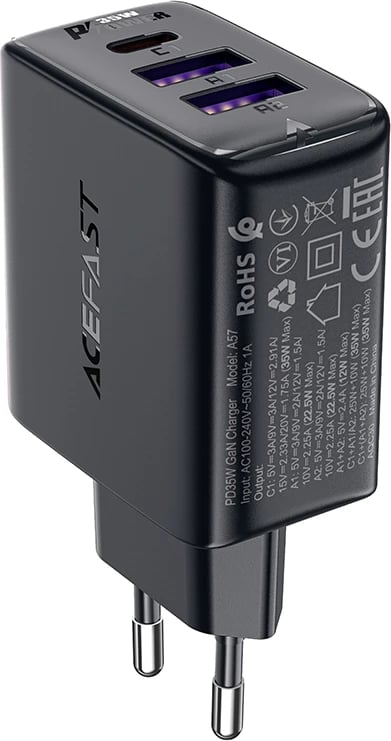 Karikues muri Acefast A57, 35W, 3 porta (2x USB-A + USB-C), GaN, i zi