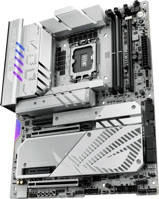 Pllakë amë, Asus ROG Maximus Z890 Apex, LGA1851, Intel Z890, ATX, 2x DDR5, PCIe 5.0 x16, Thunderbolt 4, Wi‑Fi 7, argjendtë gri