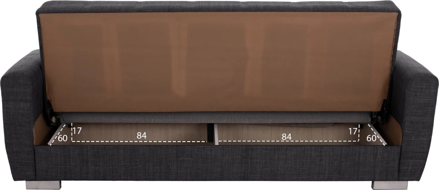 Divan shtrat 3-vendësh, ngjyrë gri, FH3240.03, 215x80x77 cm