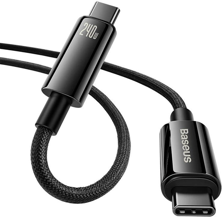 Kabllo USB-C në USB-C Baseus Tungsten Gold, 3m, 240W, e zezë Kabllo USB-C në USB-C Baseus Tungsten Gold, 3m, 240W, e zezë