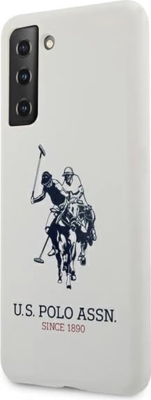 Mbështjellës U.S. Polo Assn. USHCS21SSLHRWH Silicone Logo për Samsung Galaxy S21, Bardhë