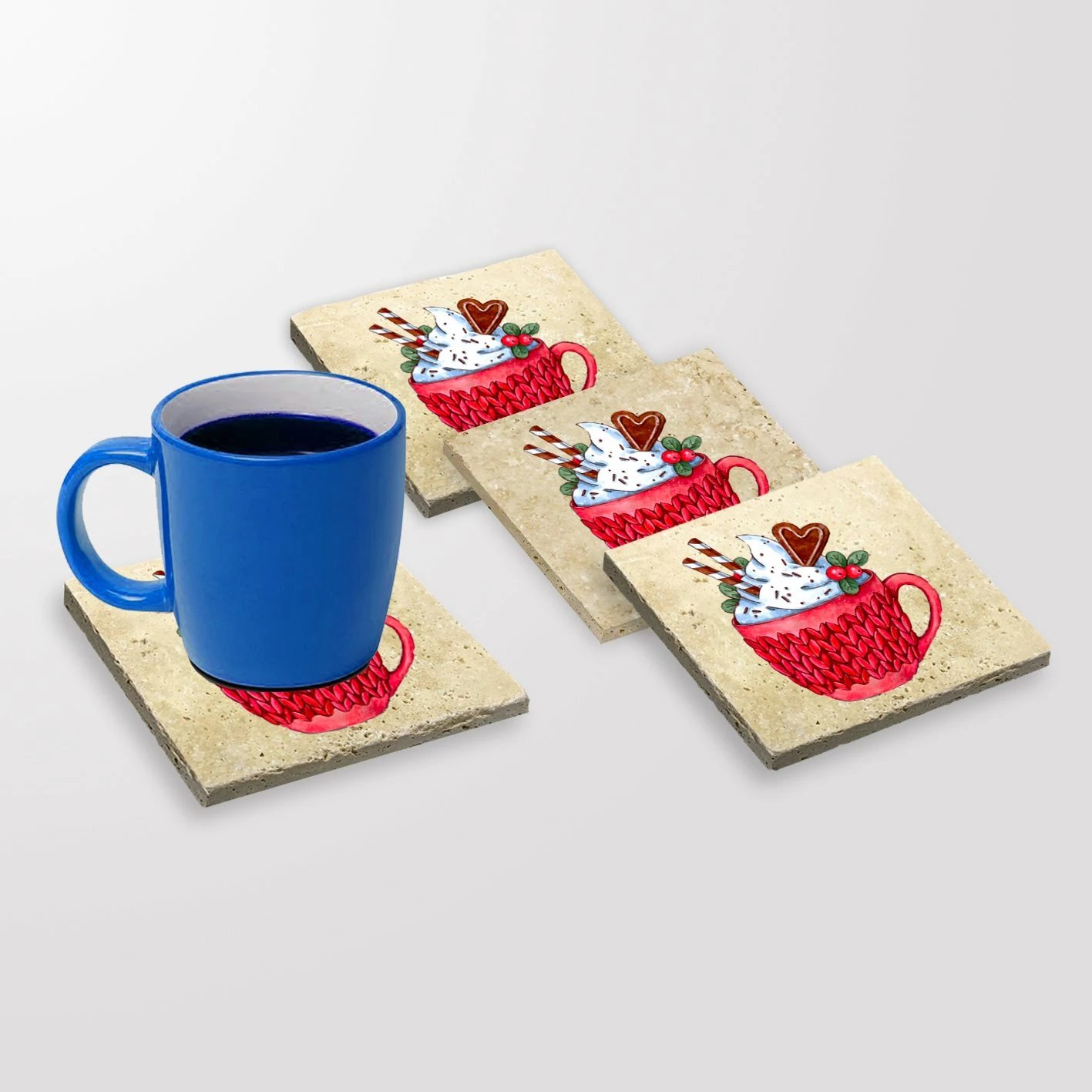 Set nënshimesh prej guri natyral, shumëngjyrëshe, 4 copë, Hermia, TBA4626857