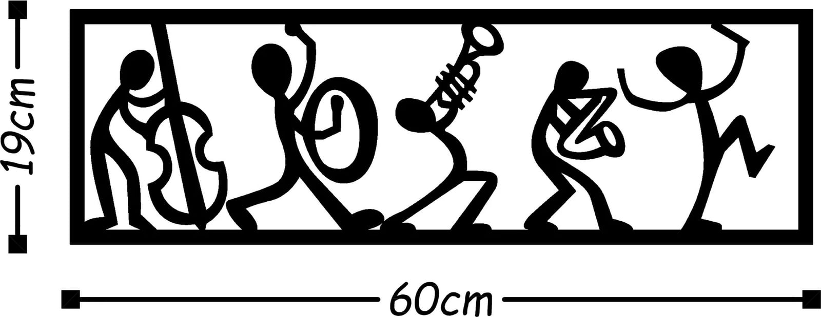 Aksesor dekorativ metalik për mur, muzikantë, ngjyrë e zezë