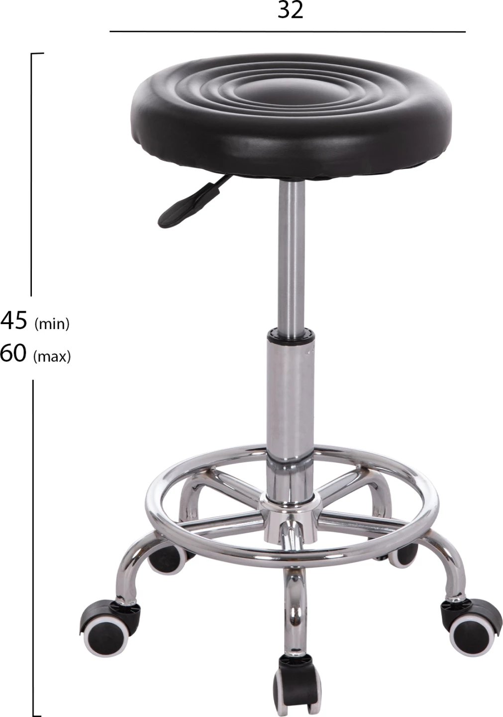Tabure rrotullues për zyre IRIS, lëkurë artificiale e zezë, set prej 2 copë, FH212.21, Φ32x45-60cm