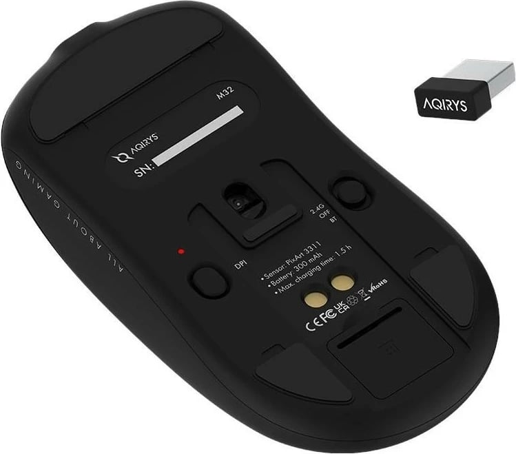 Maus AQIRYS M32, RGB, Dual Mode, 12000 DPI, i zi