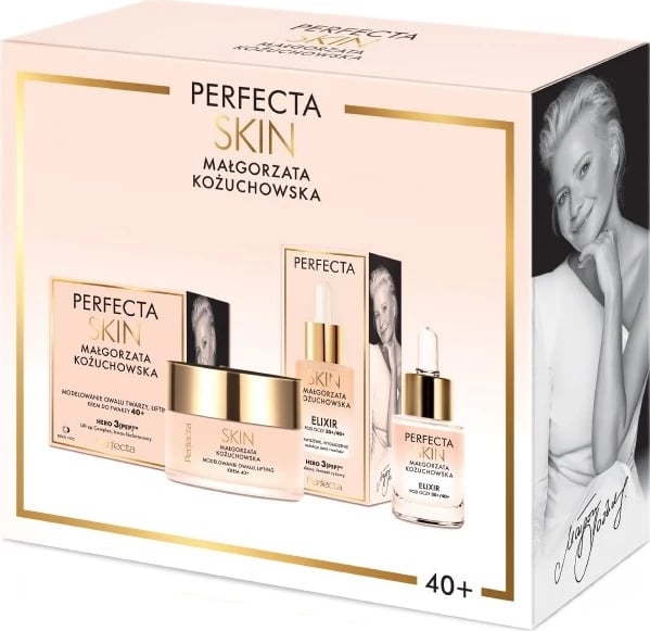 Set krem për fytyrë dhe eliksir për sy Perfecta Skin Małgorzata Kożuchowska 40+ për femra, 50ml + 15ml