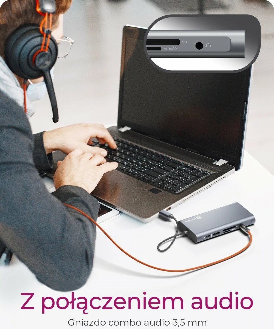 Kasë dokimi IcyBox IB-DK4040-CPD, USB Type-C, HDMI/VGA, anthracite/black