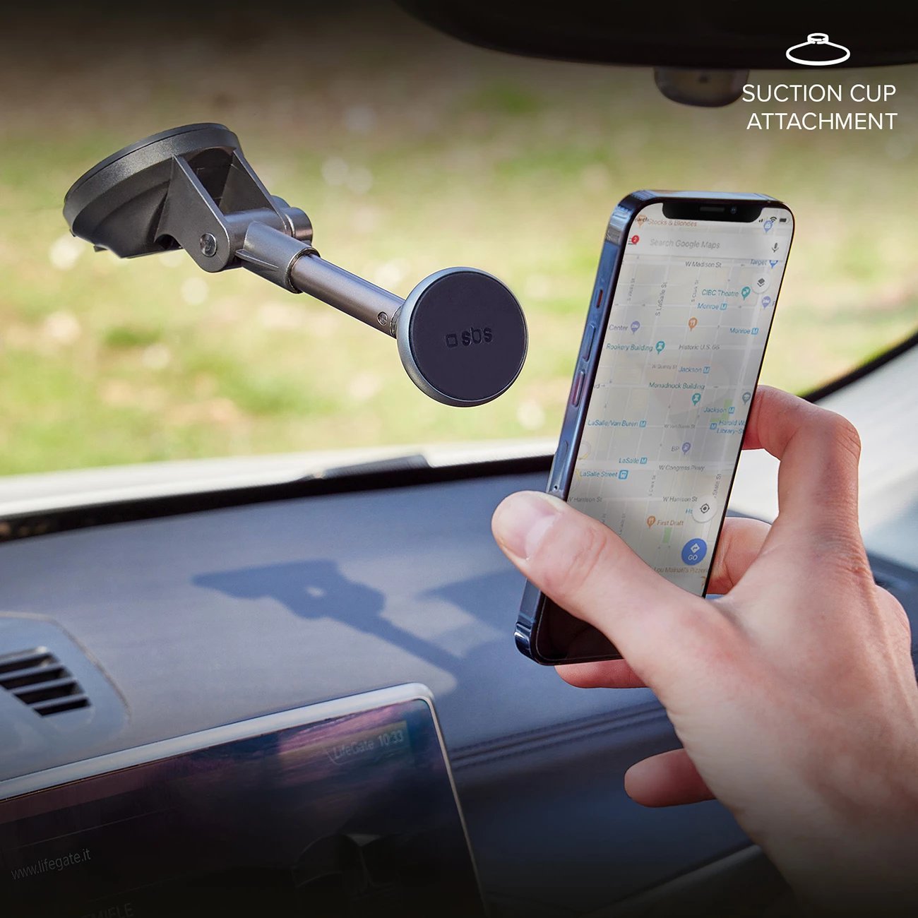 Mbajtës teleskopik për celular SBS TESUPMAGEXT, MagSafe, i zi