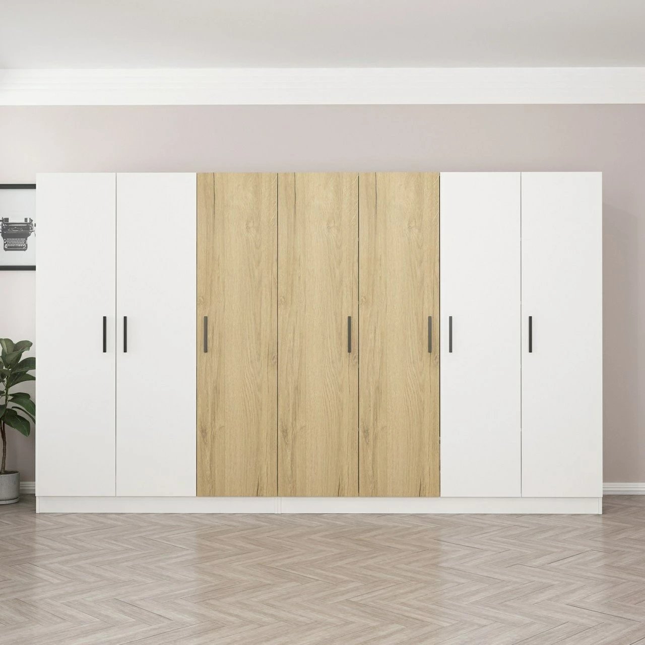 Dollap garderobe Skye Decor, i bardhë dhe arre, 3959