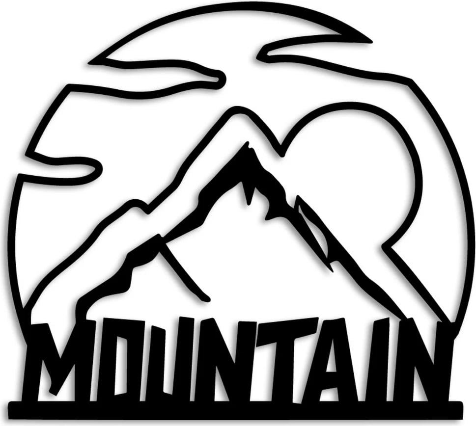 Aksesor dekorativ metalik për mur, motiv mali, Wallity, 58x52cm, i zi