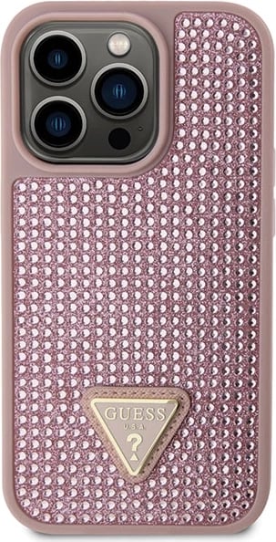 Mbështjellës Guess Rhinestone Triangle për iPhone 14 Pro 6.1", Rozë