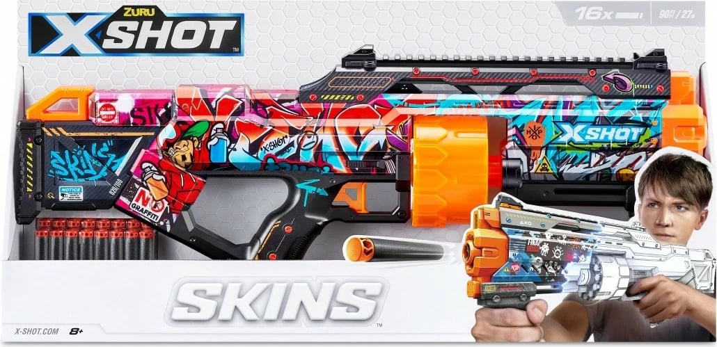 Blaster lodër ZURU X-Shot SKINS-LAST STAND, 16 shigjeta, multicolor