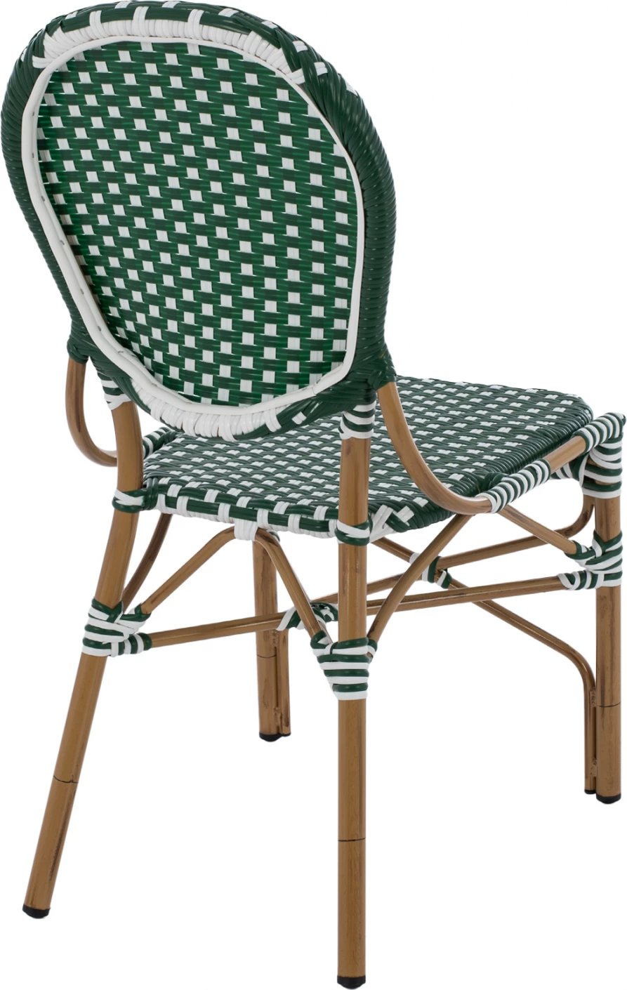 Karrige alumini pamje bambuje me thurje jeshile dhe bardhë FH5792.01 47x55x98 cm