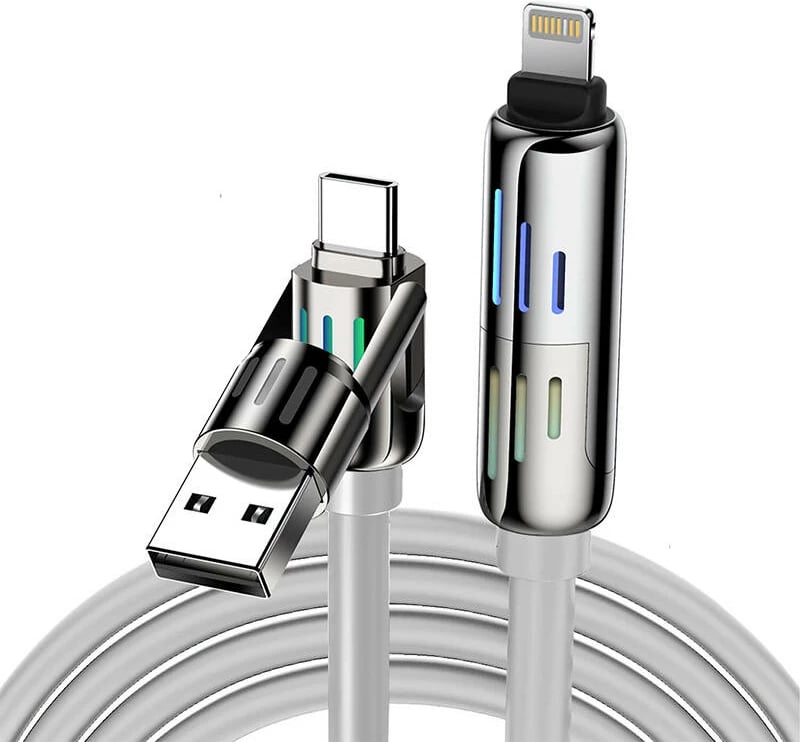 Kabllo 4-në-1 BlitzWolf BW-HDC6, USB-C/USB-A në USB-C/Lightning, 1.2m, 240W, gri