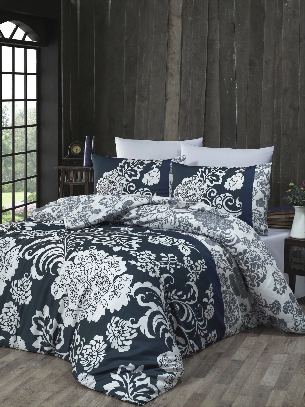 Set mbulesë jorgani XL për teke, satin, ngjyrë bardhë-gri, L'essentiel, Crista