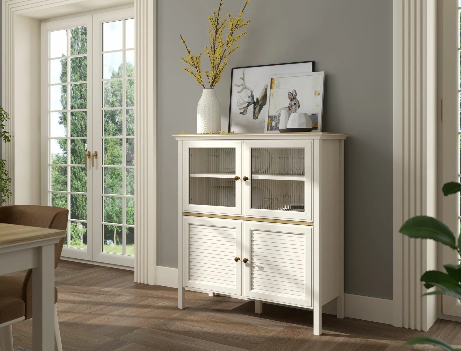 Dollap multifunksional, ngjyrë krem dhe lis, FRN-21022