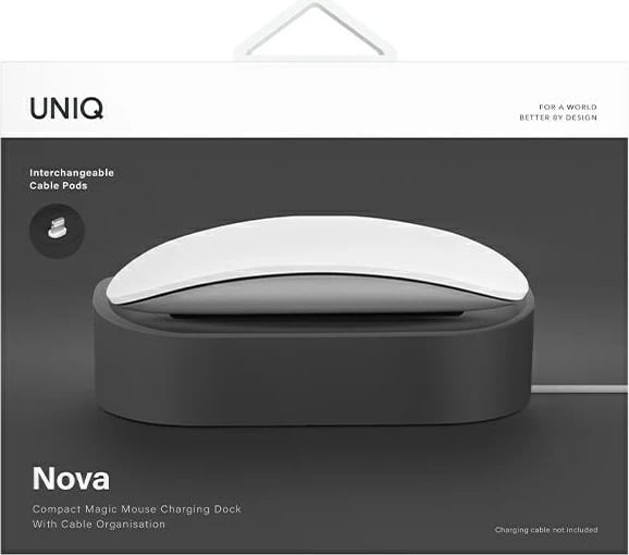 Stacion karikimi UNIQ Nova për Magic Mouse/AirPods, Gri e errët
