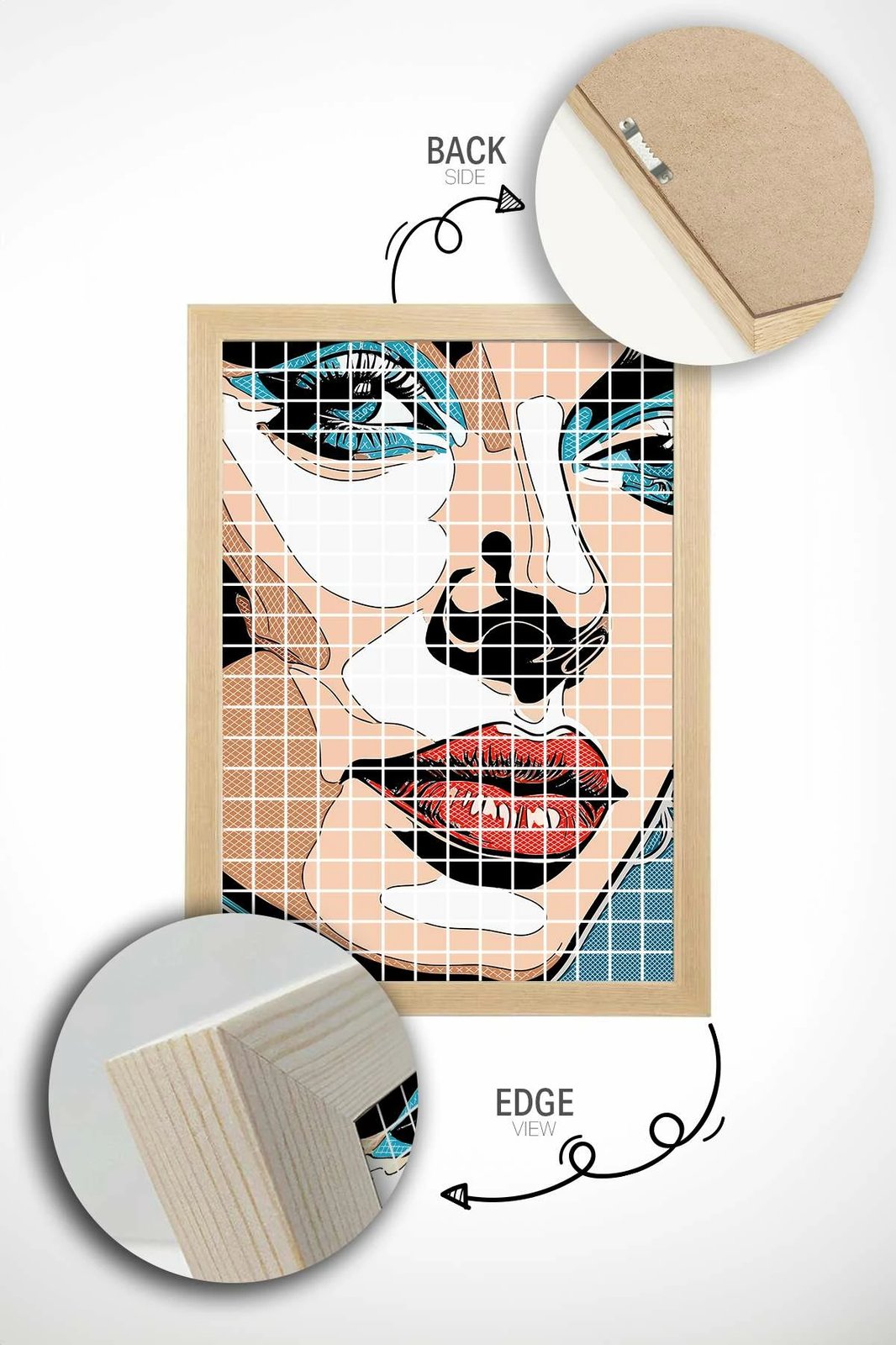 Pikturë dekorative me kornizë, shumëngjyrëshe, Popkare21, Wallity, 33x48cm