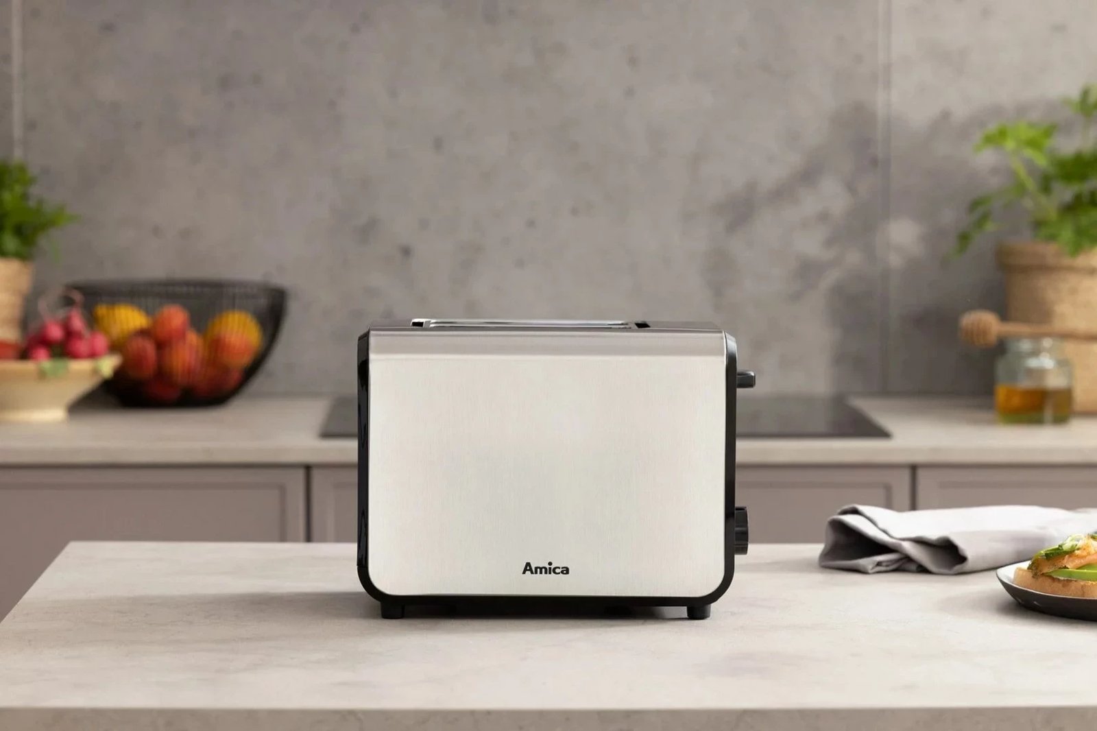 Toster Amica TM 3030 Inox, 2 feta, Argjend
