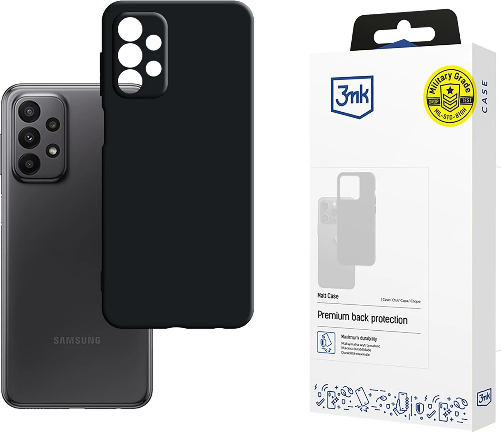 Mbështjellës 3mk Matt Case për Samsung Galaxy A23 / A23 5G, i zi