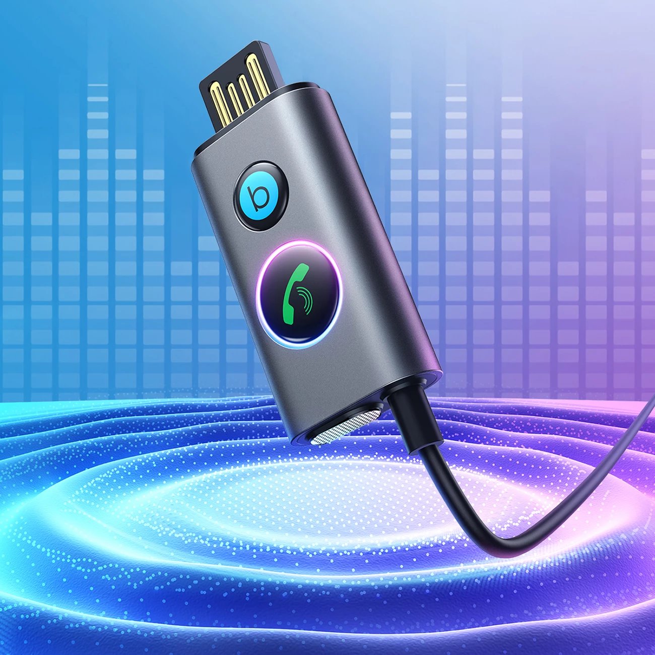 Marrës Bluetooth për makinë Joyroom JR-CB7, 1m, Super BASS, Gri