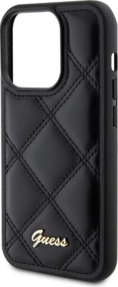 Mbështjellës Guess Quilted Metal Logo për iPhone 15 Pro, i zi Mbështjellës Guess Quilted Metal Logo për iPhone 15 Pro, i zi