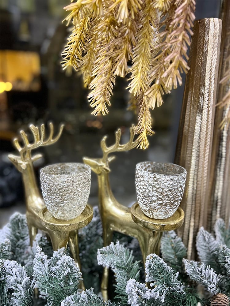 Mbajtës qirinjsh në formë dreri, ngjyrë ari, 20x10x36cm Mbajtës qirinjsh në formë dreri, ngjyrë ari, 20x10x36cm