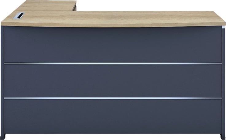 Tavolinë këndi për zyre, ngjyrë lis-antracit, Lotus, 180x160x75cm