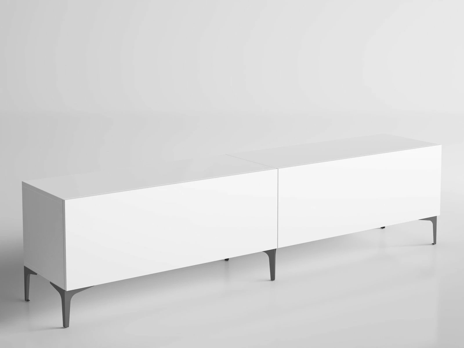 Komodë TV Hanah Home, FRN-12003, e bardhë, këmbë metalike, 200x47x40cm