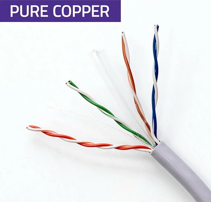 Kabllo rrjeti, Qoltec, 54558, CAT6 U/UTP bakër i plotë 25m 1 Gb/s 250 MHz, gri