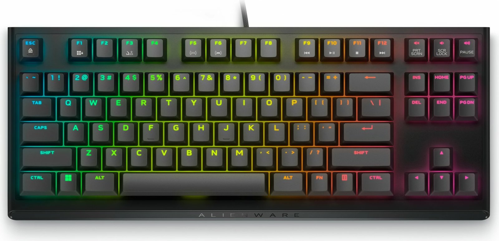 Tastierë mekanike gaming Alienware RGB Tenkeyless, Cherry MX Red, USB, e zezë