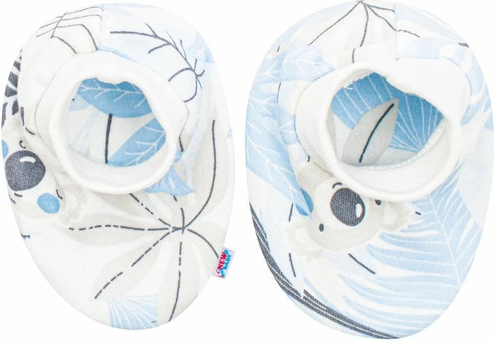 Set për bebe me papuçe dhe doreza, New Baby Lovely, 100% pambuk, madhësi universale, blu