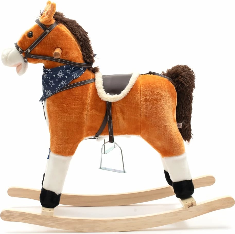 Kalë lëkundës, BABY MIX Zeus, interaktiv me melodi dhe lëvizje, drasa druri, nga 12m+, kafe