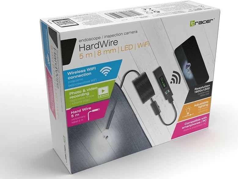 Kamerë endoskopike Tracer HardWire 5M 8MM LED WiFi, e zezë Kamerë endoskopike Tracer HardWire 5M 8MM LED WiFi, e zezë