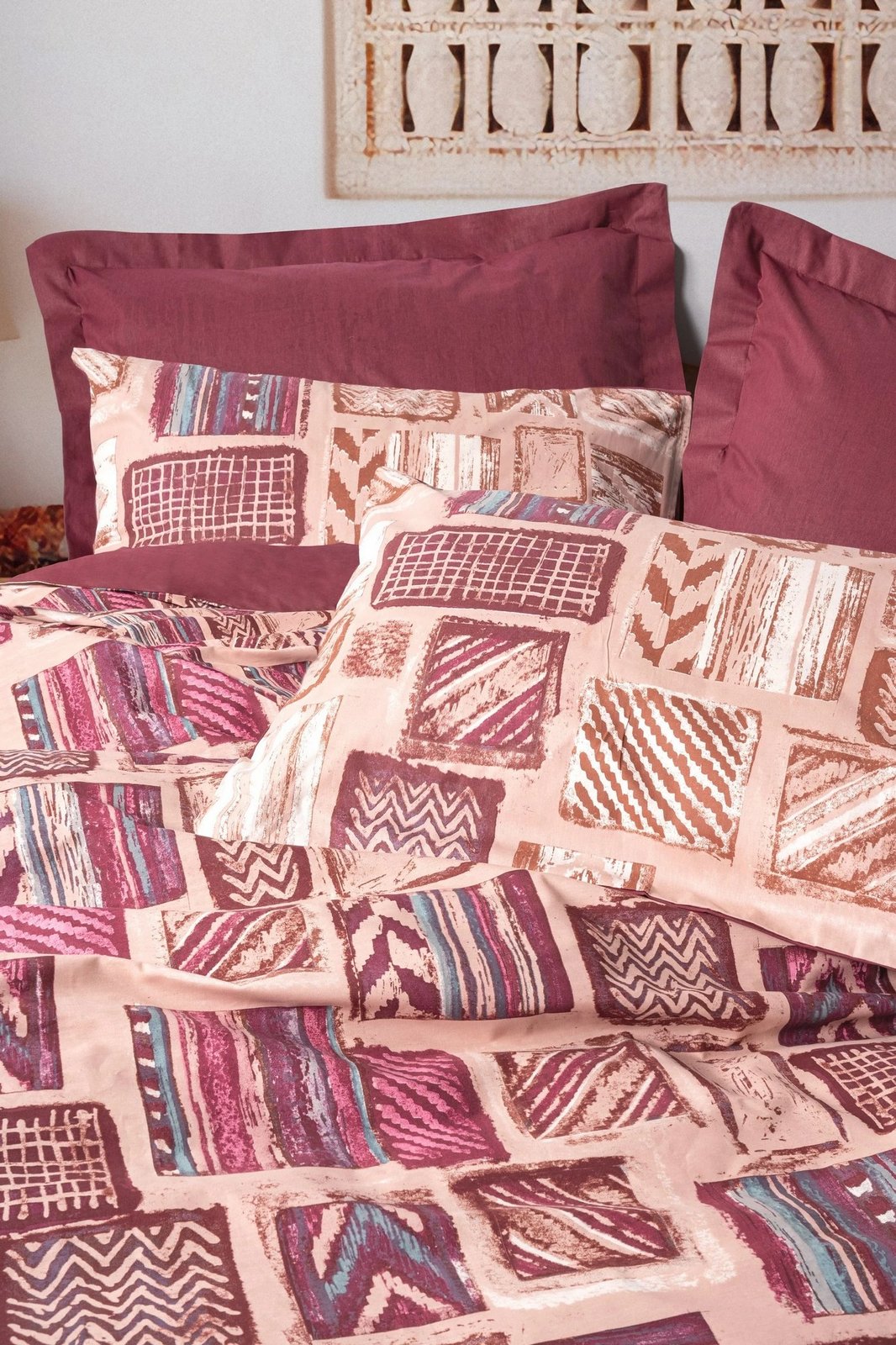 Set mbulesë për jorgan Super King, ngjyrë e kuqe Claret, L'essentiel, Estilio