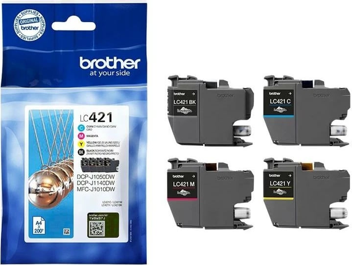 Kartush boje, Brother, LC421VAL, për printerë inkjet, origjinal, shumëngjyrësh, set 4-pack