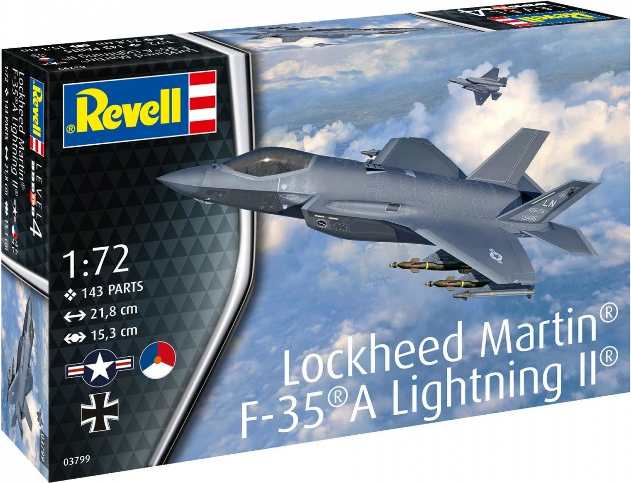 Model plastik aeroplani Revell Lockheed Martin F-35A Lightning II 1:72, 143 pjesë, Gri