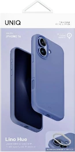 Mbështjellës UNIQ Lino Hue MagClick për iPhone 16, Blu