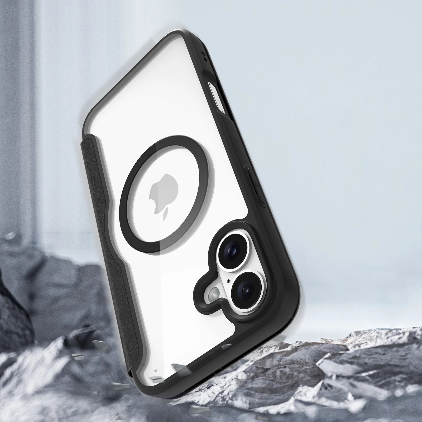 Mbështjellës Dux Ducis Skin X Pro për iPhone 16, me MagSafe, me kapak, i zi