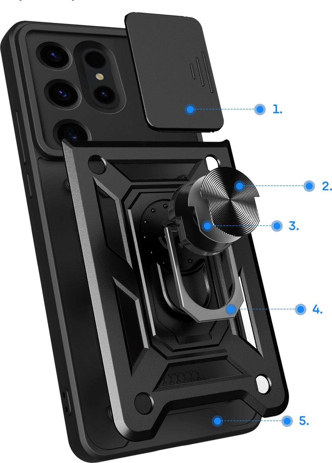 Mbështjellës Hurtel Hybrid Armor Camshield për Samsung Galaxy S24 Ultra, i zi