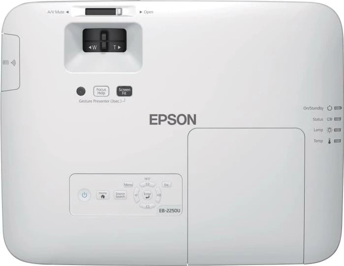 Projektor digjital, Epson, EB-2250U (V11H871040), Full HD 1080p, 5000 ANSI lumens, 3LCD, HDMI x2, Wi‑Fi opsional, deri 300", i bardhë