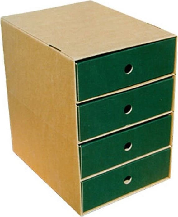 Njësi sirtarësh NEXT, 4 sirtarë, karton klasik, Jeshile