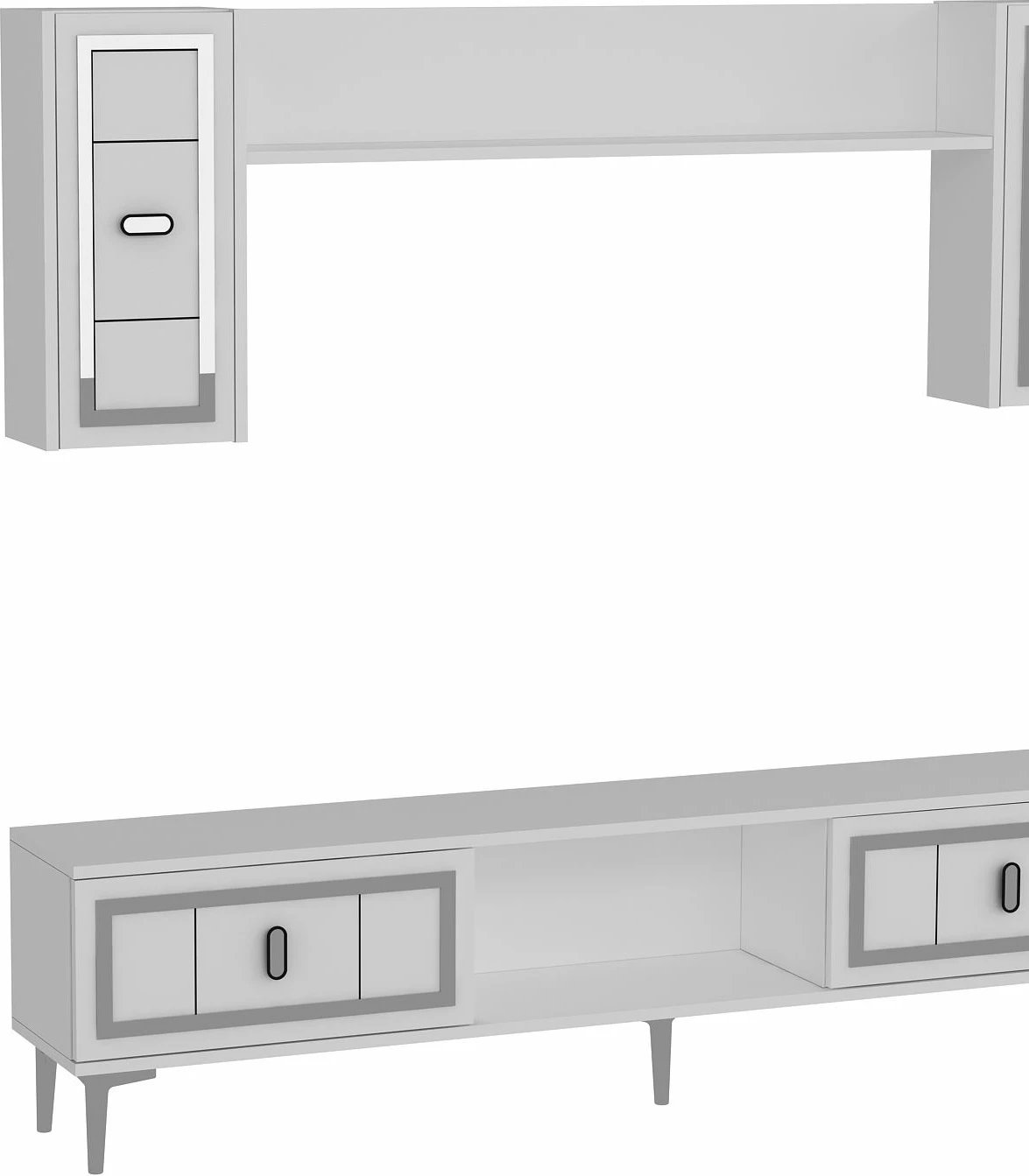 Komodë TV Skye Decor, e bardhë, argjend