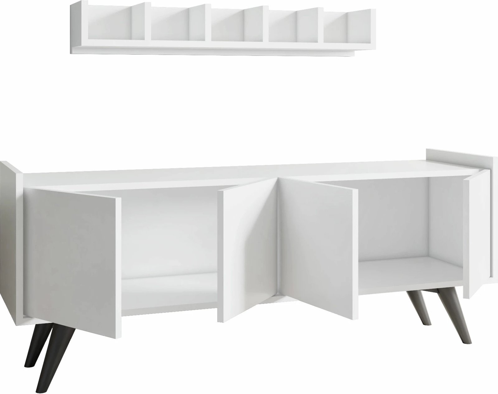 Konsolë moderne me rafte, ngjyrë e bardhë, Skye Decor Siena